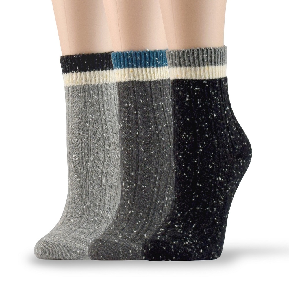 3 pairs women's winter cotton blend crew socks